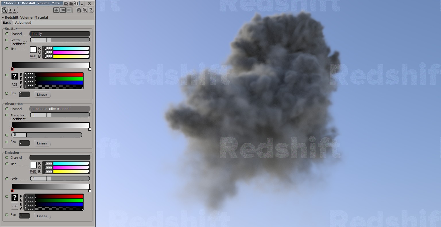 Redshift smoke volume rendering