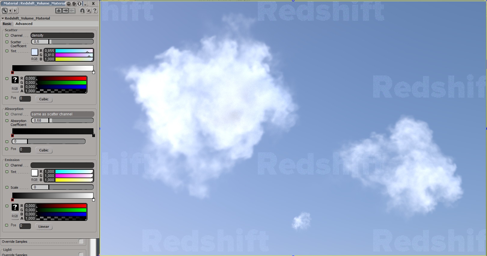 Redshift clouds volume rendering