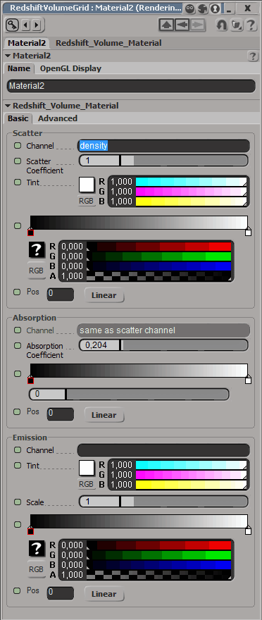 vdb material settings