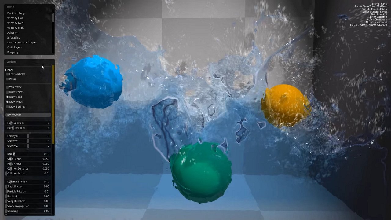 NVIDIA FleX fluid simulation