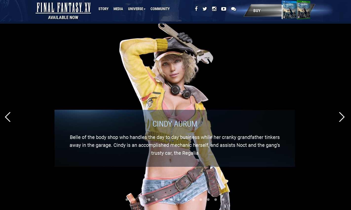 FFXV Cindy at FFXV website