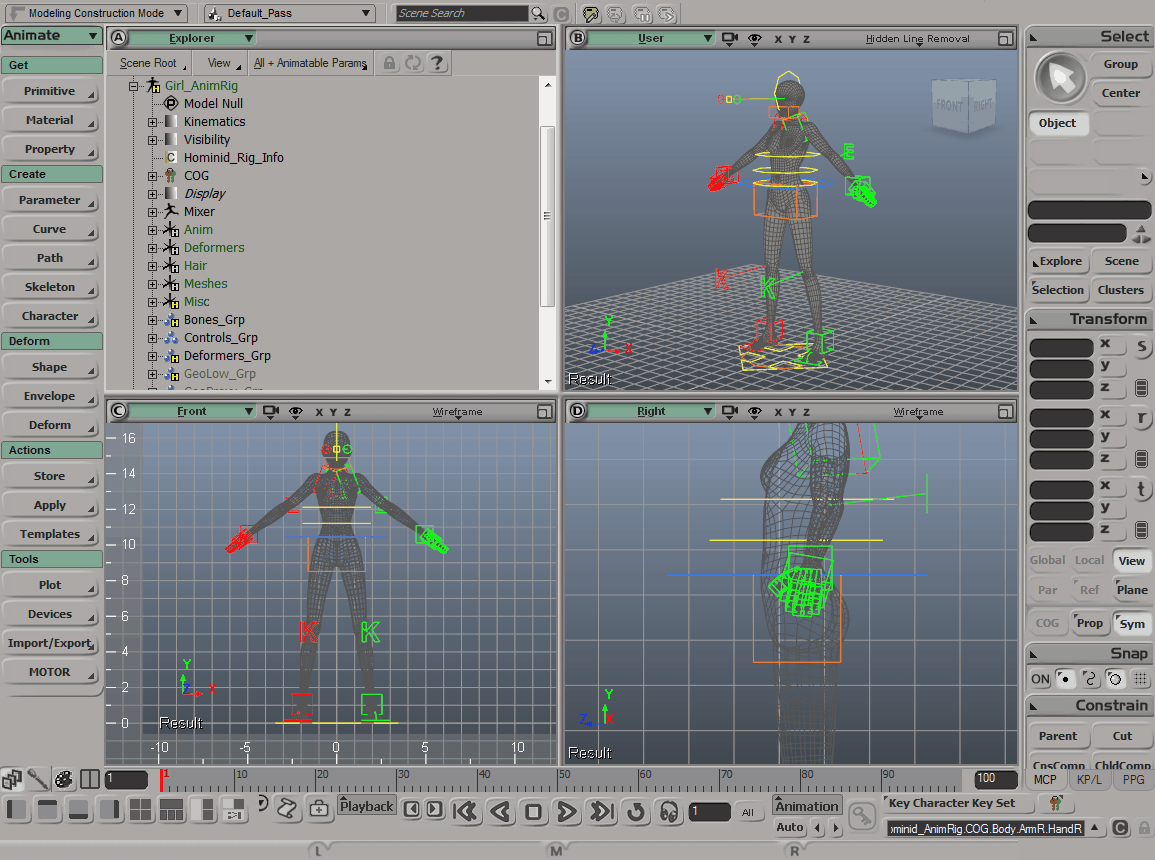 XSI window with Species rig