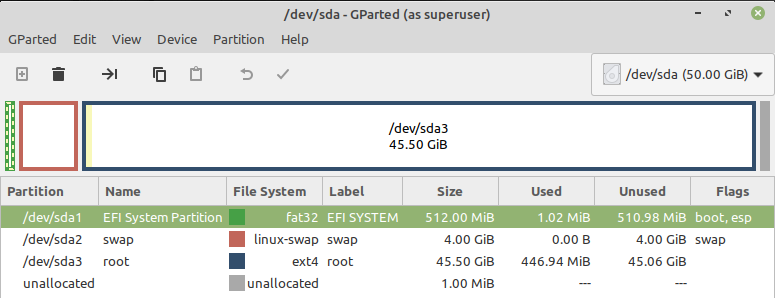 Linux Mint LVM EFI Partition Installation