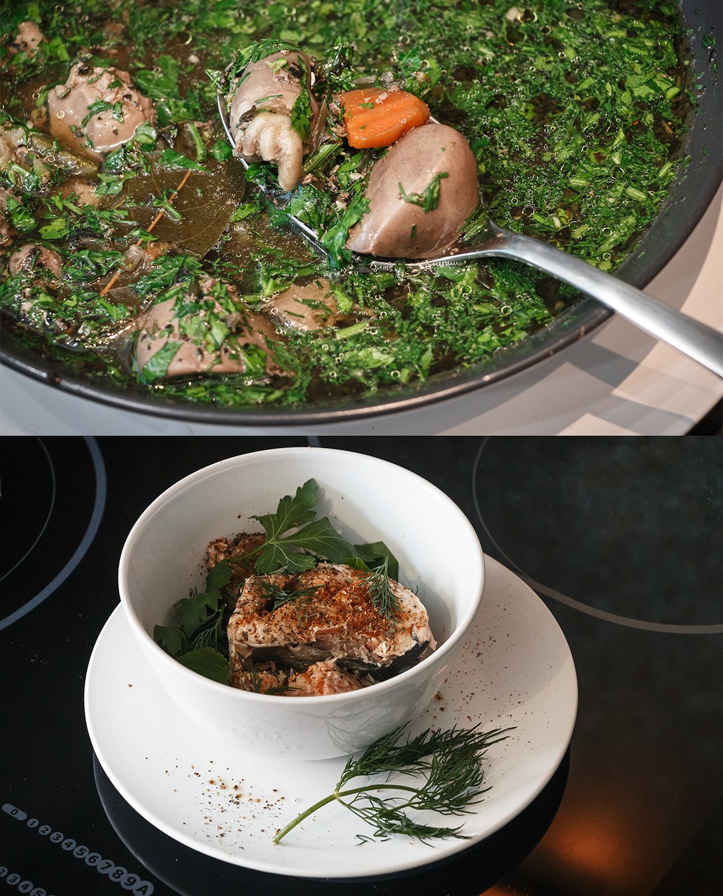 chicken-heart-liver-soup-and-fish-greens